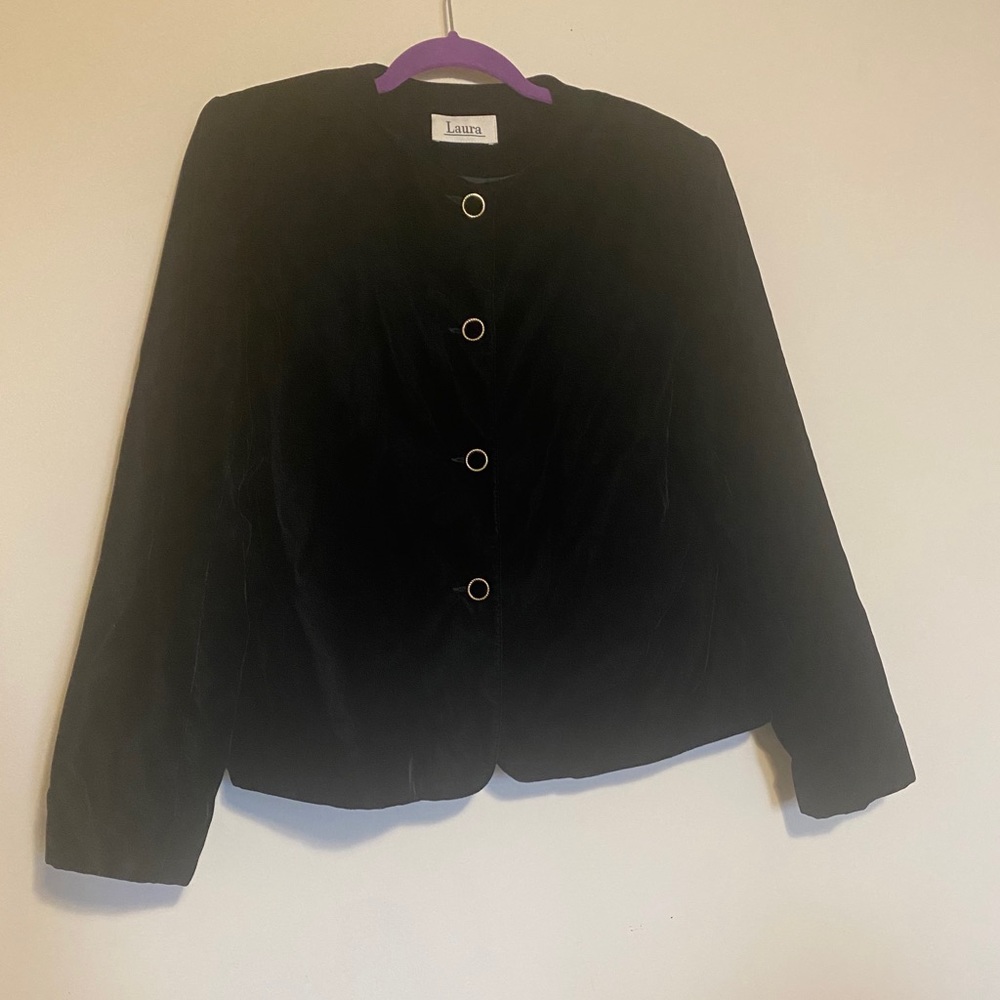 Black sleek velvet blazer top